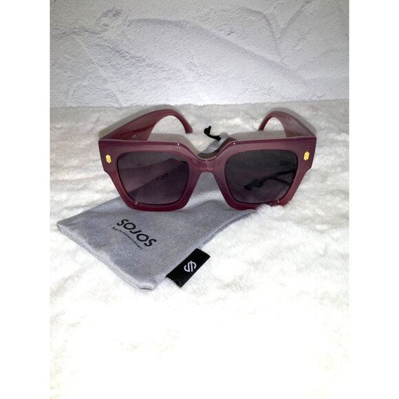 SOJOS Vintage Oversized Square Sunglasses SJ2194 C7 Retro UV400 Protection Purpl - Picture 2 of 8